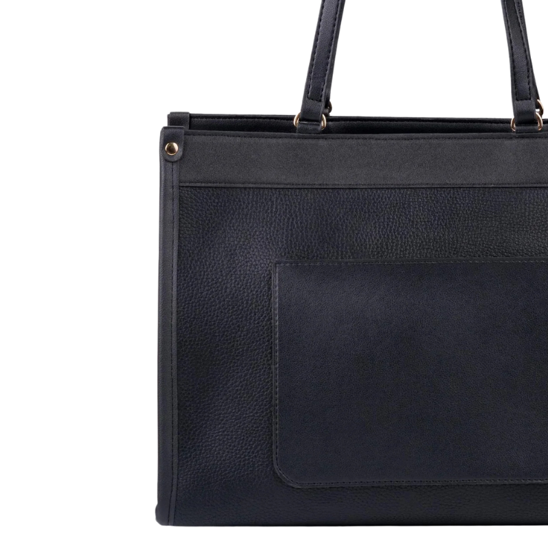 Black Pocket Tote Bag for Women